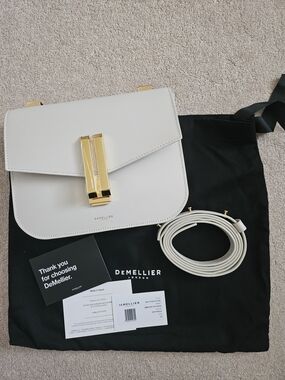 DeMellier Women's White Leather Crossbody Bag with Gold Hardware